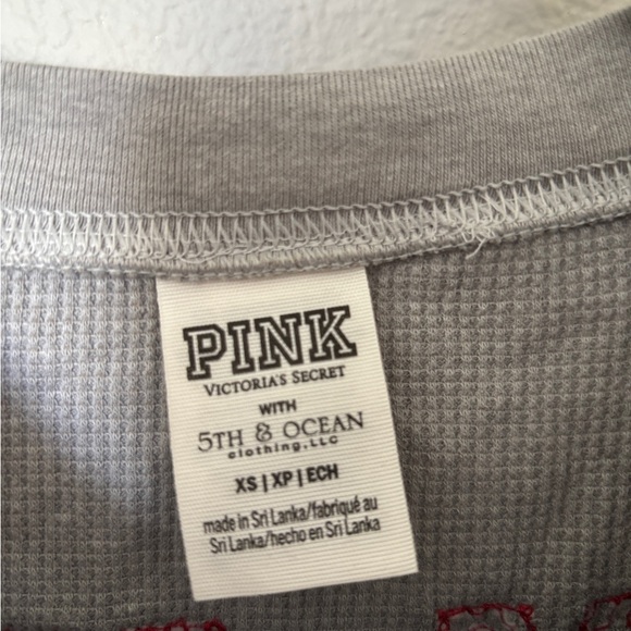 Y2K PINK Victoria's Secret Light Gray Cropped Thermal Shirt UTAH UTES - Picture 2 of 3